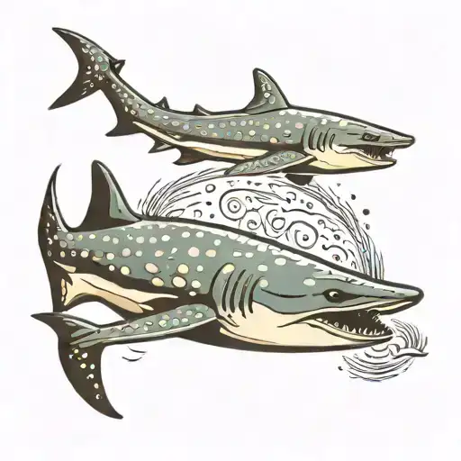 Adult And Baby Whale Shark Swimming