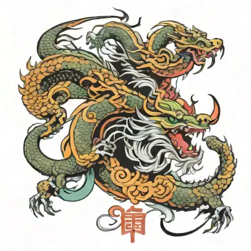 Chinese Dragon And Samurai