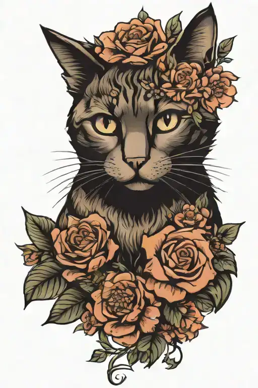 My Cat And Flower Bouquet