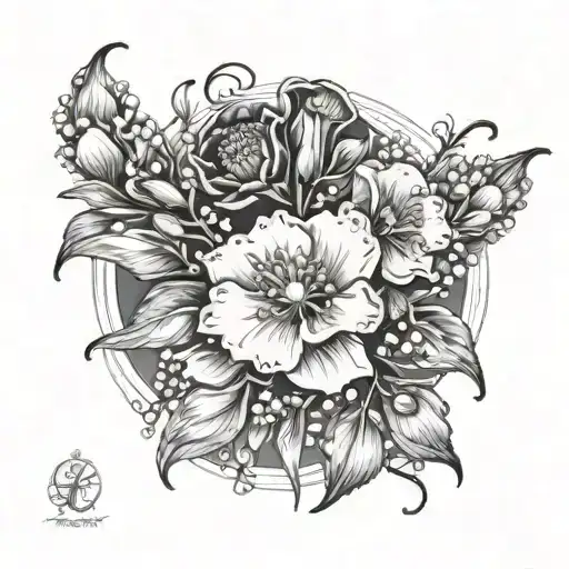 Poppy And Lily Of The Valley Sketch