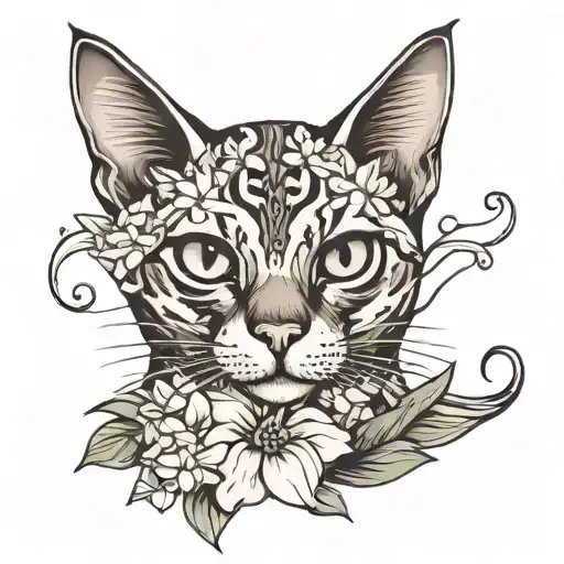 Daffodile With Siamese Cat