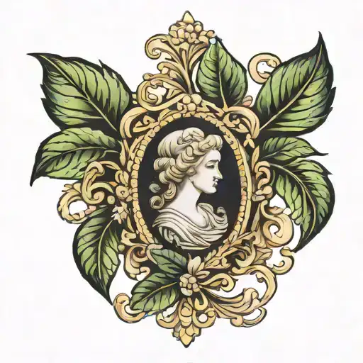 Cameo With Leaf Frame