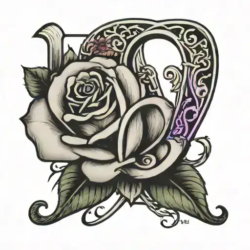 Letter D And Rose Intertwined