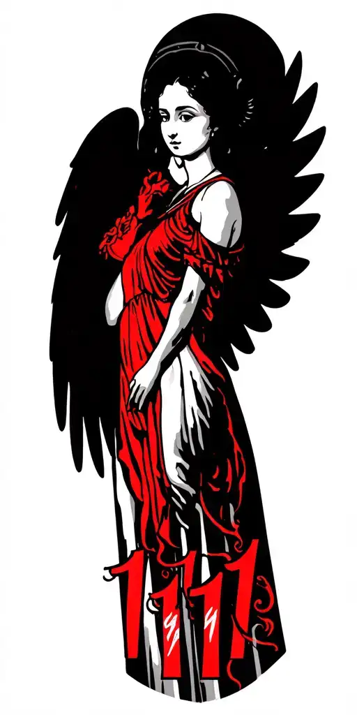 Nyc Full Sleeve With Angel Numbers 111 In Red Ink Down The Middle