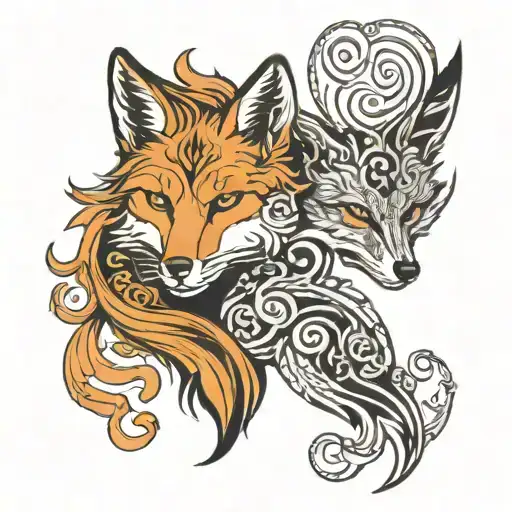 Fox And Wolve Shaped Like Ying Yang