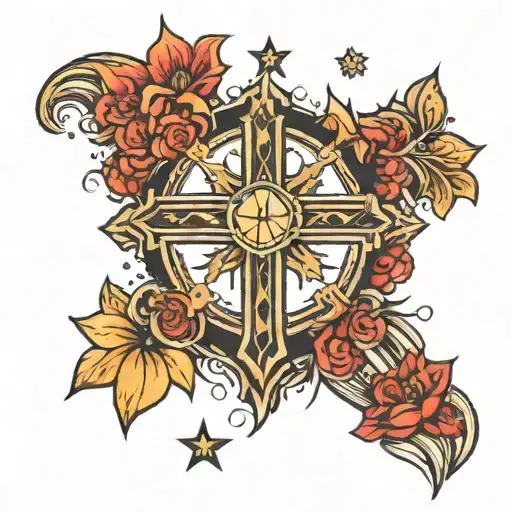 A Cross With Filipino Sun And Stars