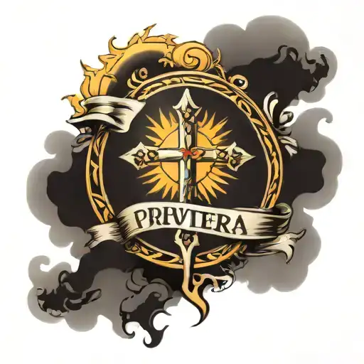 A Cross With A Banner Saying Privitera And The Sun In The Middle Of The Cross