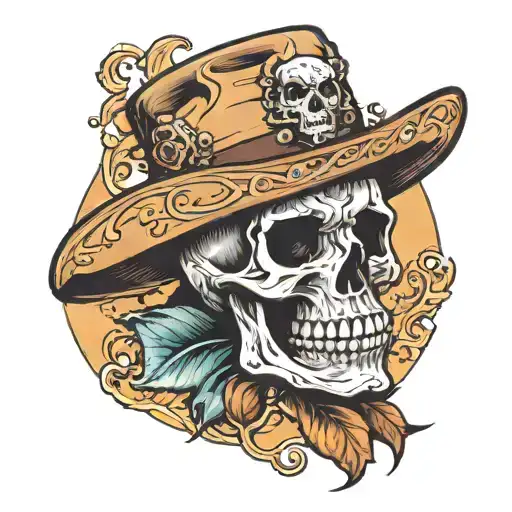 Skull On A Cowboy Hat