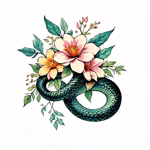 Snake And Flowers