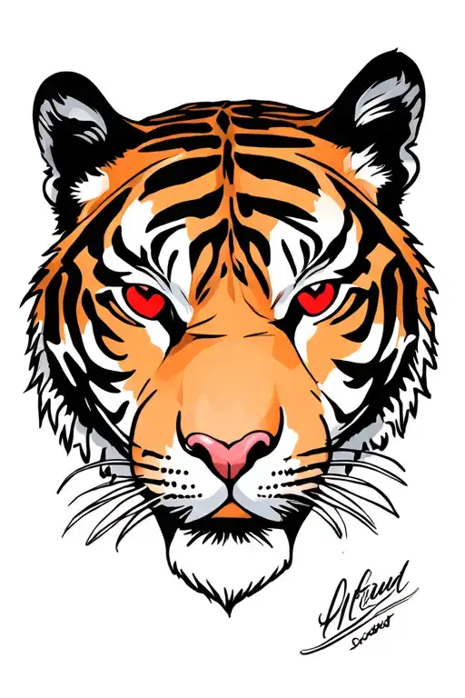 Tiger Head With Heart Eyes