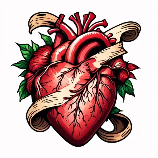 Rip Heart And Scroll Wrapped