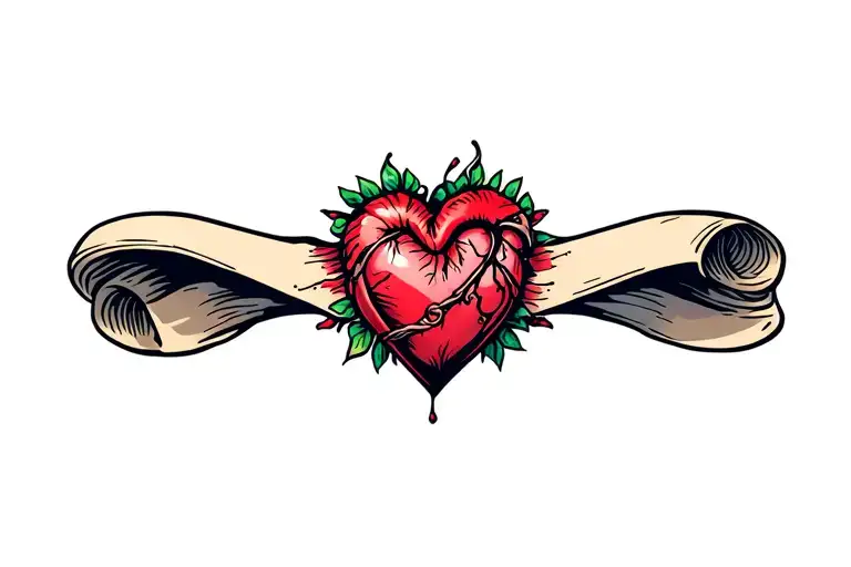 Rip Heart And Scroll Wrapped