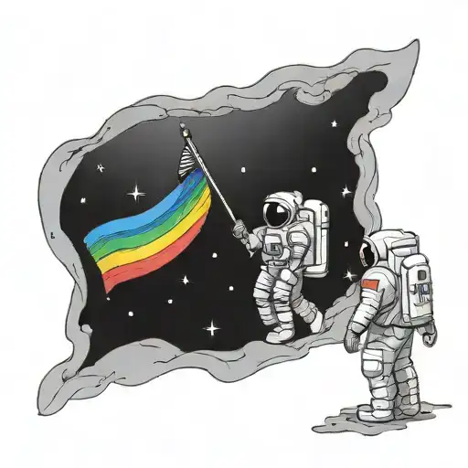 Astronaut Placing An Lgbt Flag On The Moon