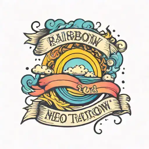 Rainbow And Text Over The Rainbow