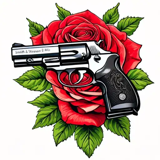 Smith & Wesson Model 65 With A Rose Surrounded