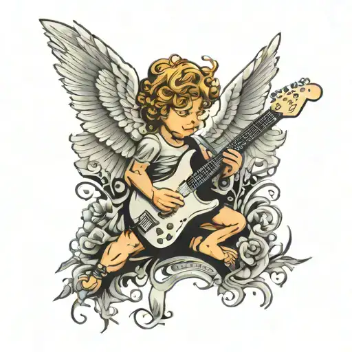 Cherub Angel Playing A Fender Stratocaster