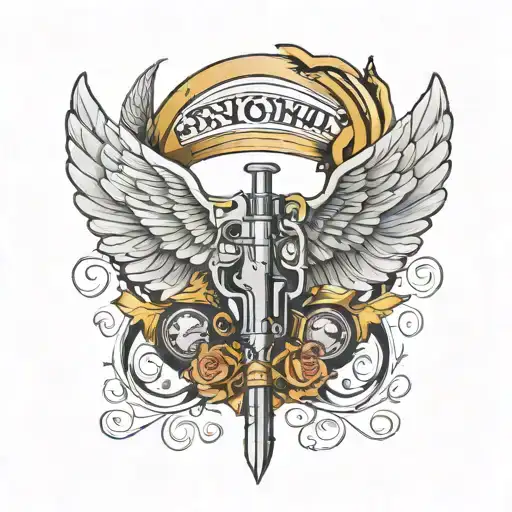 Angel Wings Surrounded By Guns