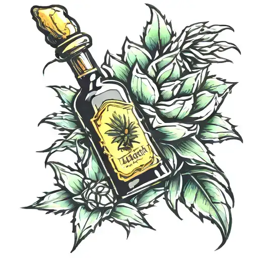 Agave With Tequila Bottle