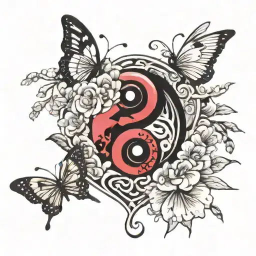 Cherryblossom Yin Yang Butterfly Music Heart