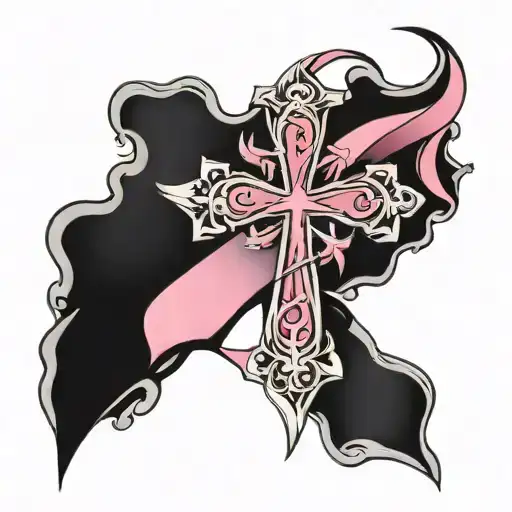 Cross With Breast Cancer Ribbon