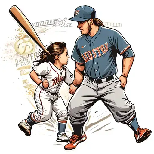 Dad And Daughter Carrying Bat And Softball