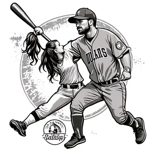 Dad And Daughter Throwing Softball Home Plate