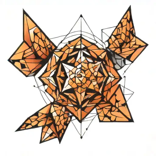 3D Geometric Tattoo Design Incorporating A 3D Geometric Backgroung