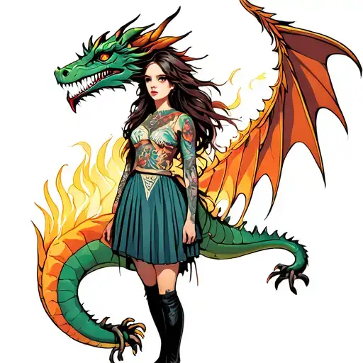 Girl Protected By Her Dragon