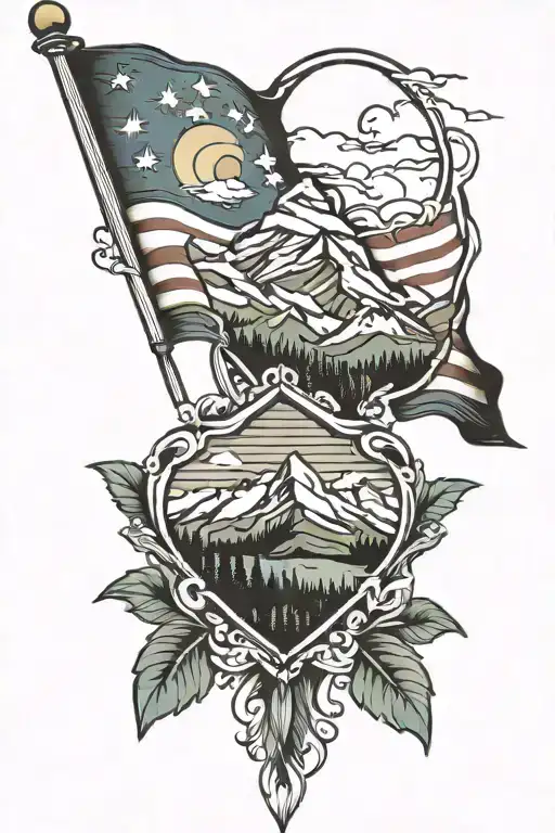 Colorado Mountains And Flag Intertwined Hearts