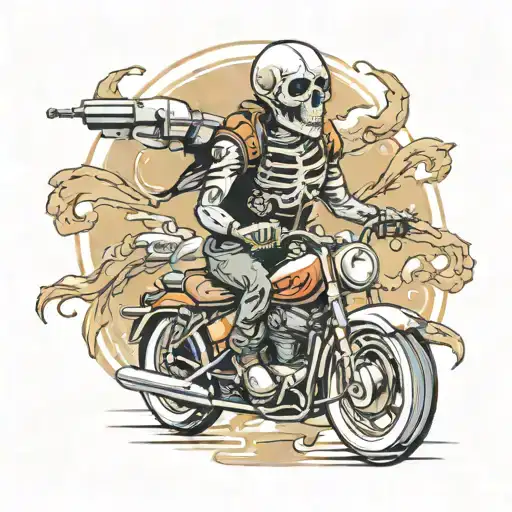 Skull And Motorcyle Rider Tatto