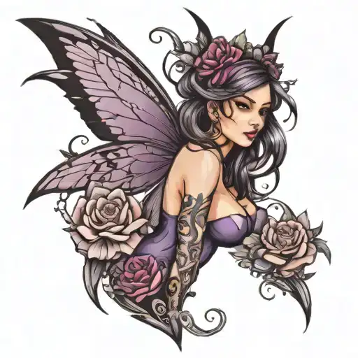 Dark Feminin Fairy Purple And Black Grey