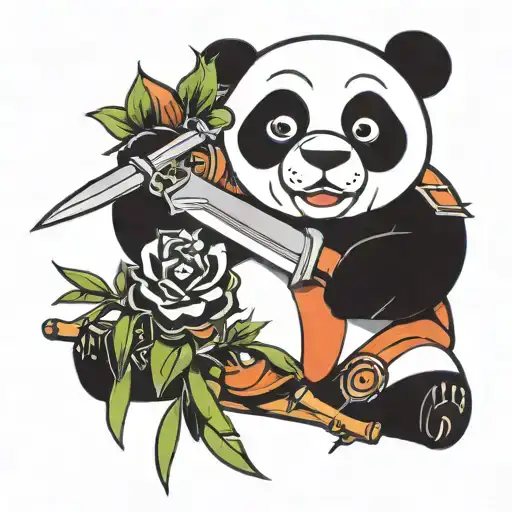 Kirby With Knife Cuts Panda Bamboo