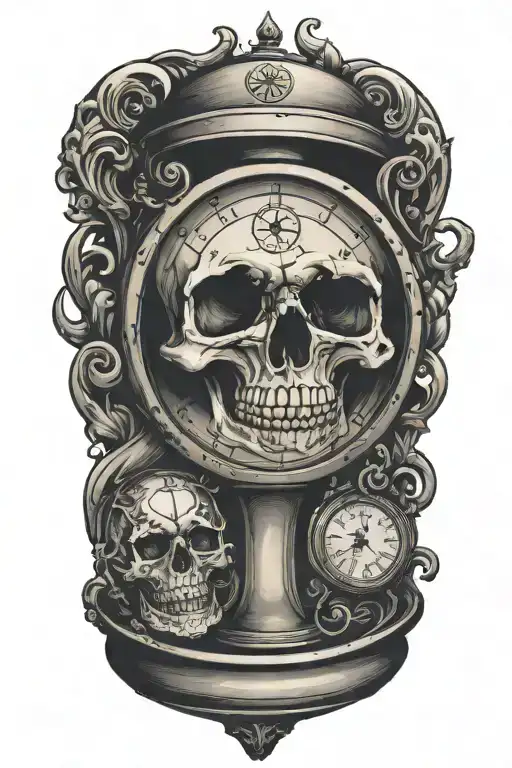 Stop Watch Hour Glass Skull Night Day