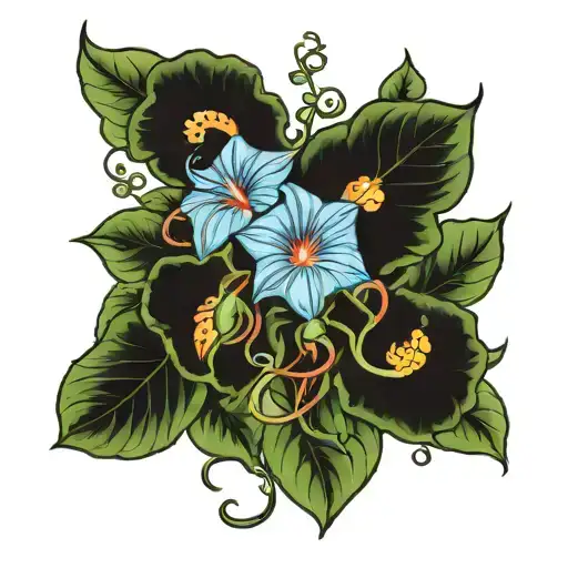 Honeysuckle And Morning Glory Vine