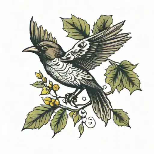 Blodd Tree Leaf And Bird Flying