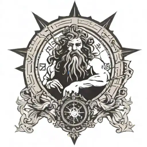 Silhouette Of A Zeus Inside The Compass