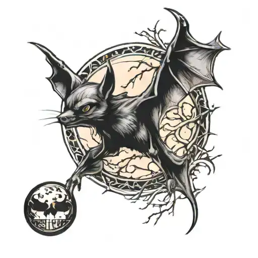 Man Point To Bats Dark Moon Surrounded