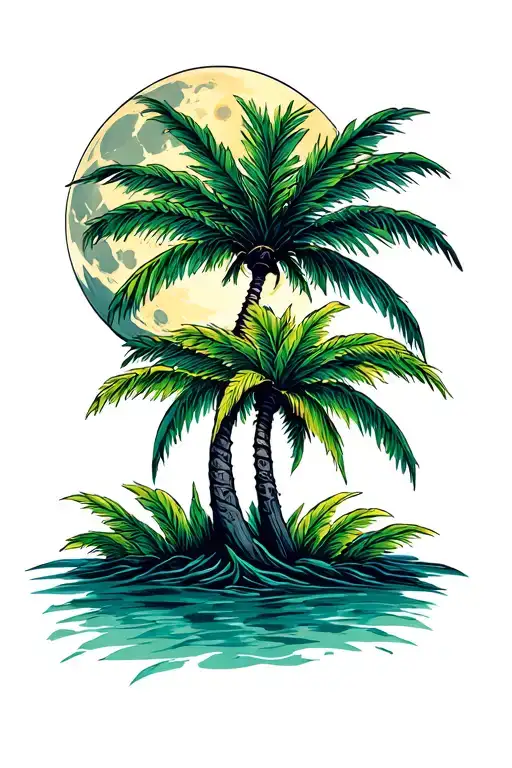 Palm Tree With Moon