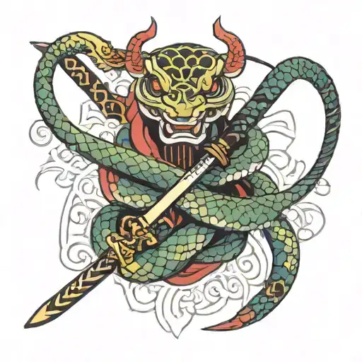 Samurai Katana Snake Wrapped