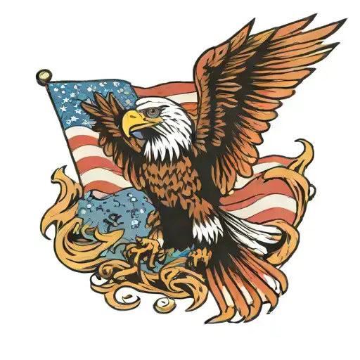 American Flag With Eagle Screaming