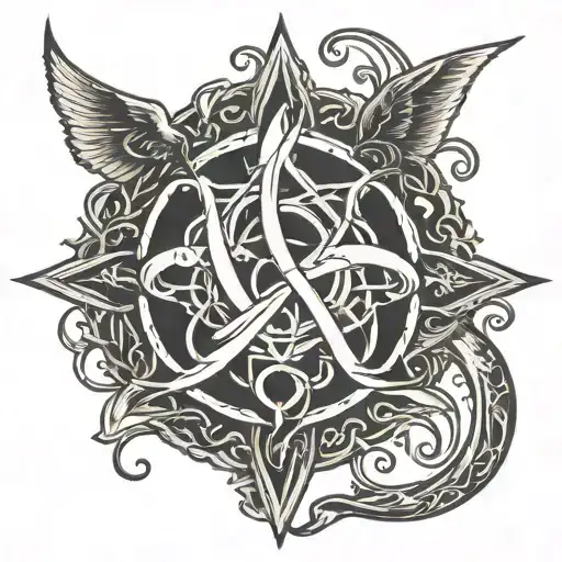 Alpha Omega Symbol Intertwined With Elements