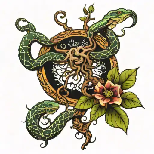 Tree Of Life With Snake Intertwined