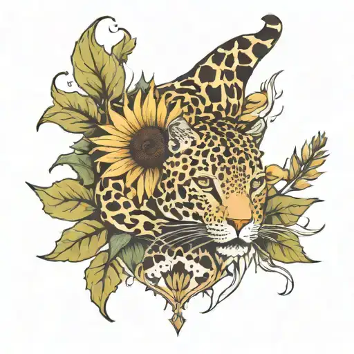 Sunflower And Leopard Surrounded