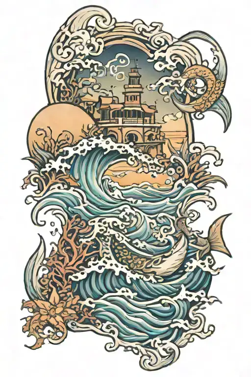 Ocean Scene Full Sleve Tattoo On My Arm