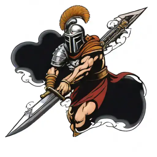Spartan Warrior Holding A Sword