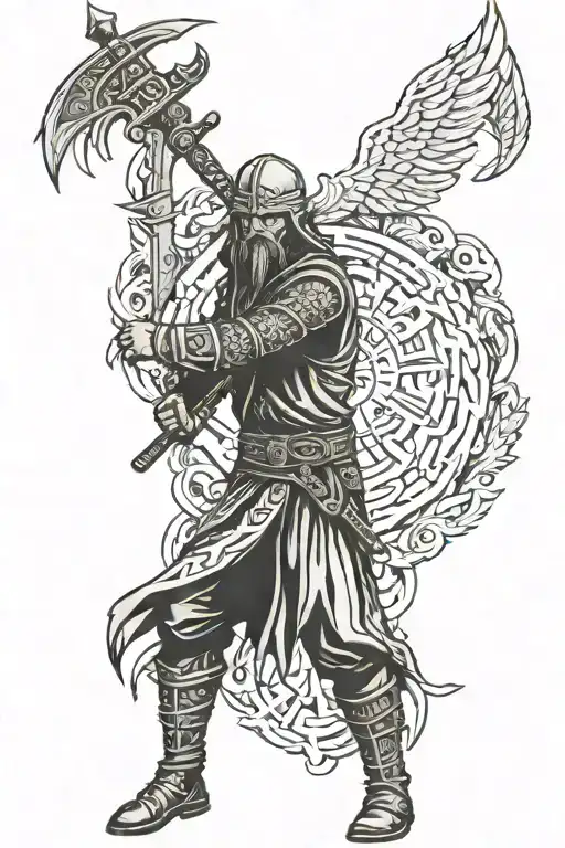 Slavic Warrior In The Rune Peace