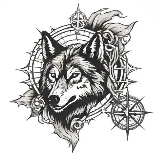 Wolf And Compass Rose Made