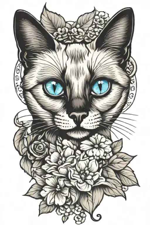 Siamese Cat With Blue Eyes A Ladybug On Its Nose