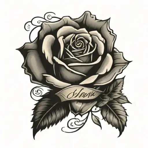 Rose Tattoo With Roman Numerals Representing Important Dates