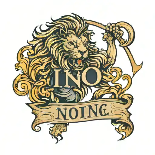 Name With Lion Roaring Tattoo